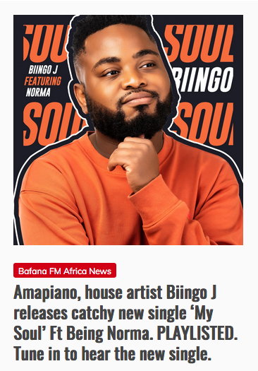 TickyboxMedia's tweet photo. Showcasing new African stars ont the brand new #BafanaFM playlist. @Biingo_J added to the Voice of Africa. Check out the smooth Amapiano house track. 

https://t.co/5P9Xb5A48g https://t.co/NTeRG0MFCk