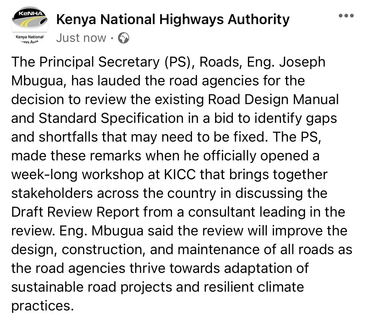 Kenya National Highways Authority (KeNHA) tweet media