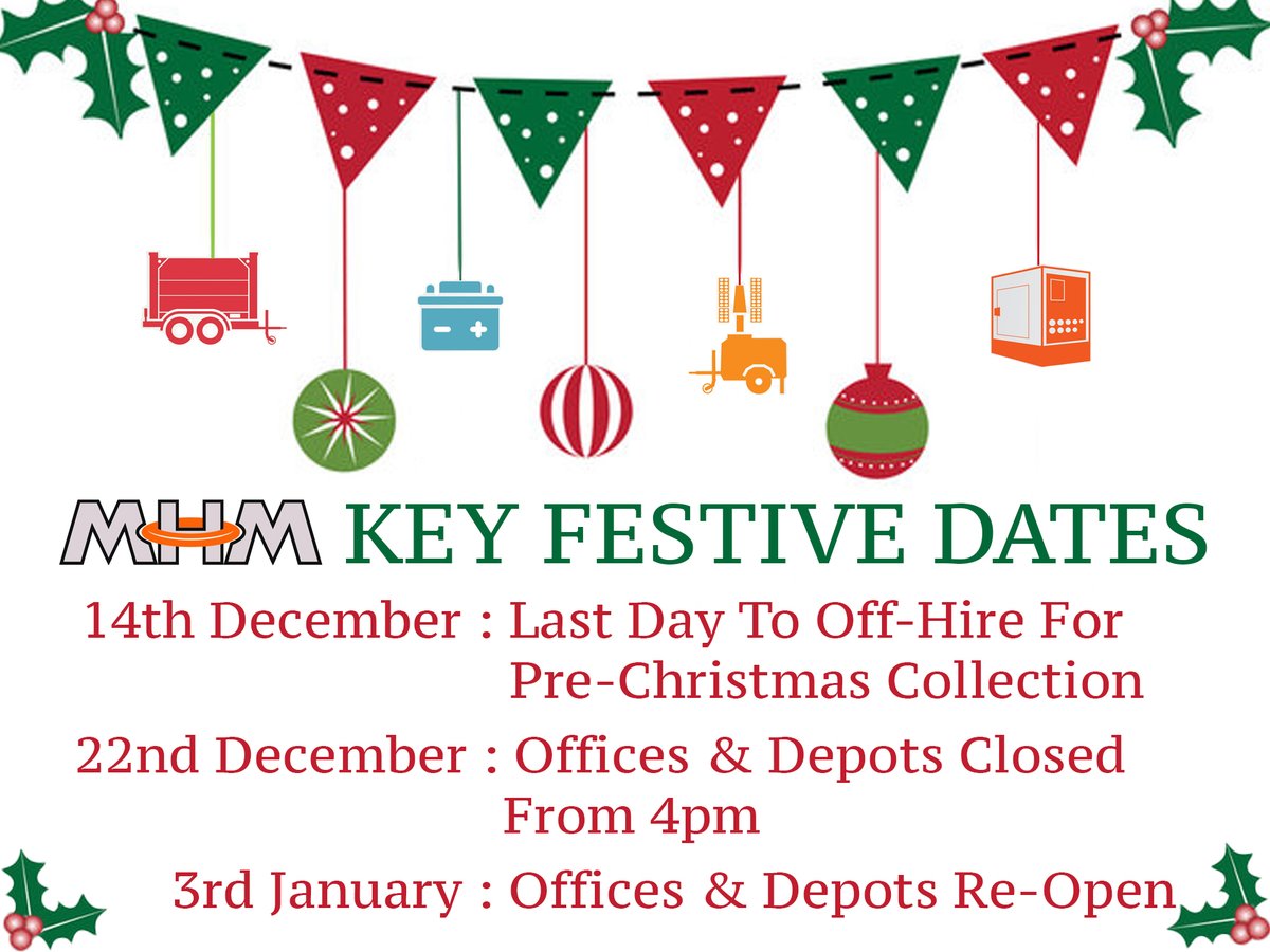 Ho ho ho, 🎅🏻 Santa's nearly here and so is the last day to off hire for pre-christmas collection! 🎁
Please get in touch via rehire@mhm-group.co.uk or 0808 168 9099

#festiveoffhire #christmasiscoming #makeroomforpresents  #mhmrehire