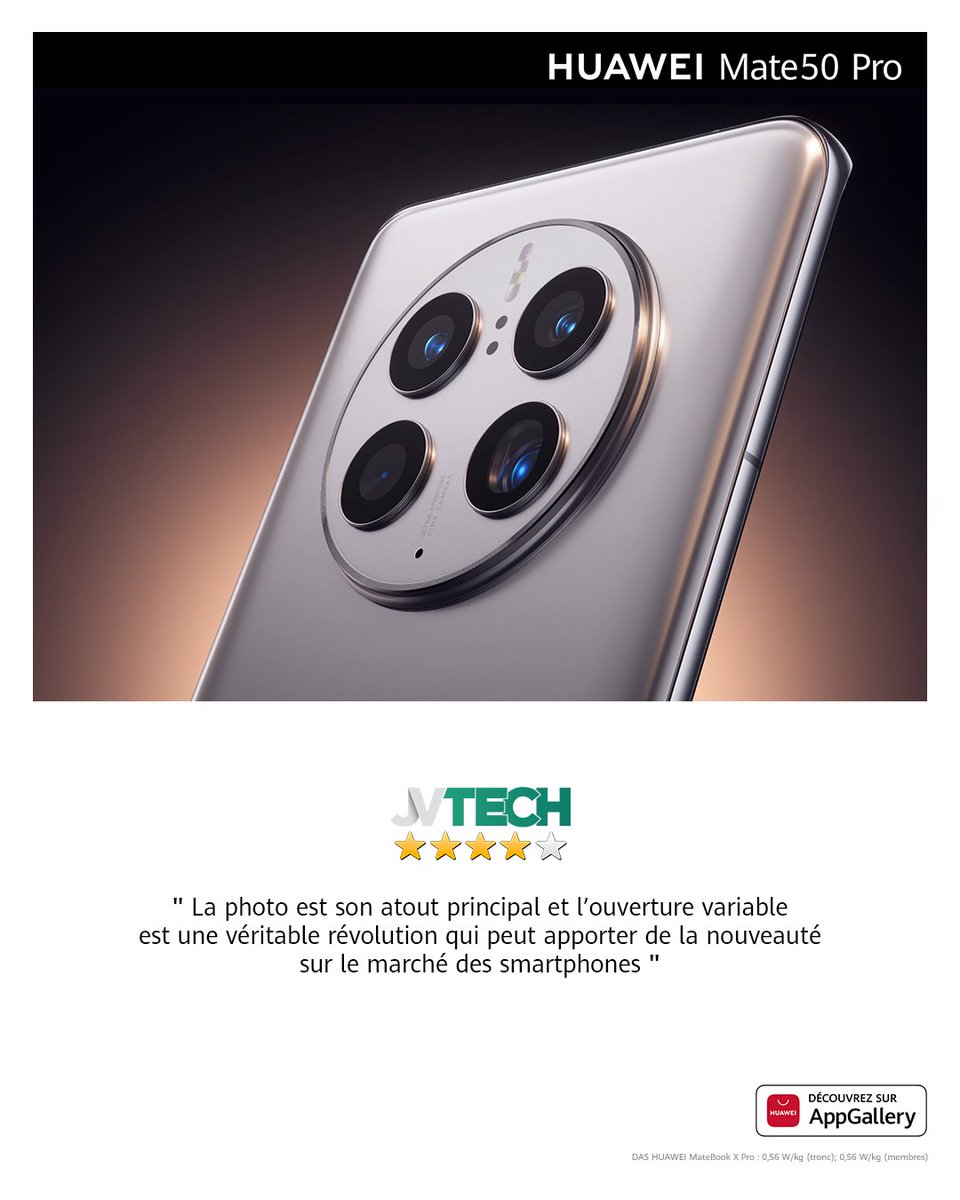 huaweimobilefr's tweet photo. Une avancée technologique majeure dans le monde des smartphones ! #HUAWEIMate50Pro
Merci @JVCom / #JVTech.
Le test complet à lire ici 👉
https://t.co/fHUdbsQb7H https://t.co/EsgS1SeJ29