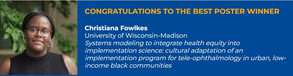 Congratulations to Christiana Fowlkes of <a href="/UWMadison/">UW–Madison</a> on winning best poster at #DIScience22! View and learn more about her poster here: academyhealth.confex.com/academyhealth/…