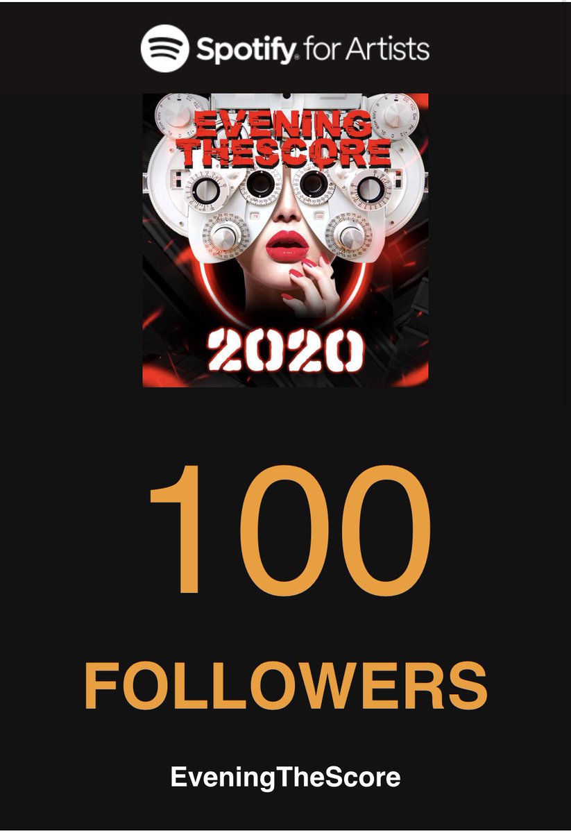 EveningTheScore's tweet photo. It might not sound like much, but 100 people wanting to keep up with what music I make next is incredibly flattering. And many thanks to @Spotify for providing the platform to make that level of discovery and fanship possible. #independentartist #independentmusic https://t.co/b4V4CWSXWe