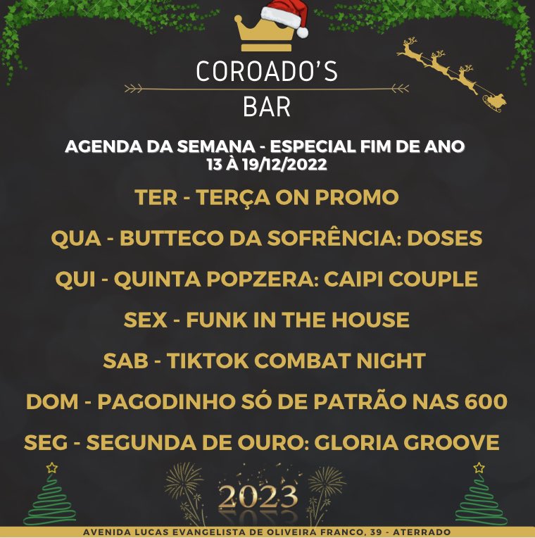 coroadosbar's tweet image. Programação semanal tá ai! Tem karaokê, tem promoção e tem competição de dancinha do TikTok 👑

instagram.com/p/CmHWQgtrRyE/…