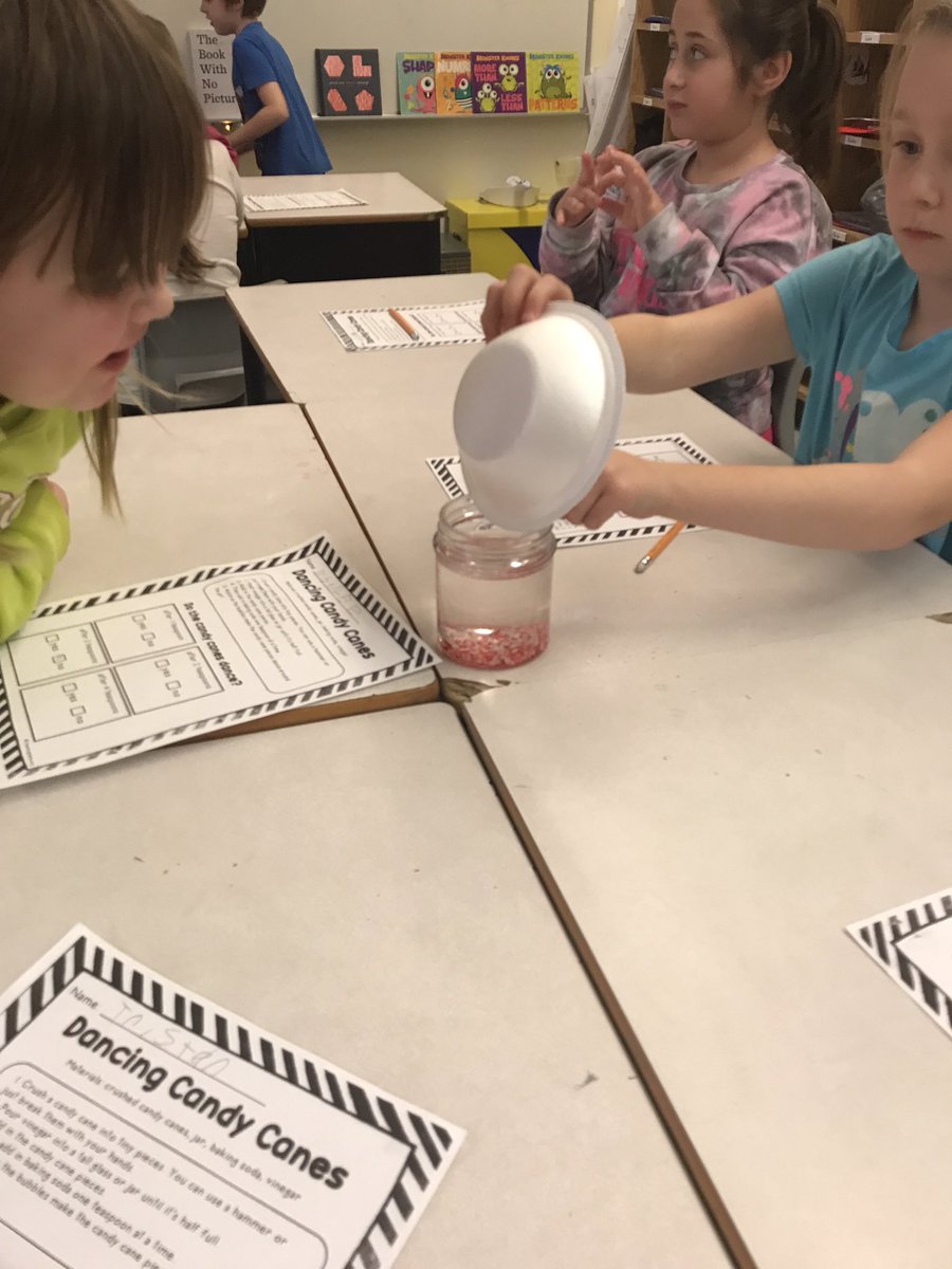 MsPeddleNL's tweet photo. More Candy Cane wonderings in our class today! Can we make them dance? Itβs especially fun when the teachers forget to leave room in the container for the reaction. Oops. Luckily the Ss have quick reflexes. @MissWarren2019 @SHA_NL @NLESDCA #scienceisfun #internshipfun https://t.co/UU5pAbbqVL