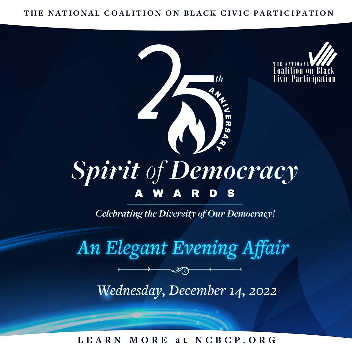 NCBCP's tweet photo. HAPPENING TOMORROW! Join us at our 25th Anniversary Spirit of Democracy Awards to celebrate diversity in democracy! We are thrilled to recognize this year's award honorees! To learn more and for sponsorship opportunities, visit https://t.co/OSgCt4bntZ. #NCBCPSOD2022 https://t.co/rCY9iXWkVN