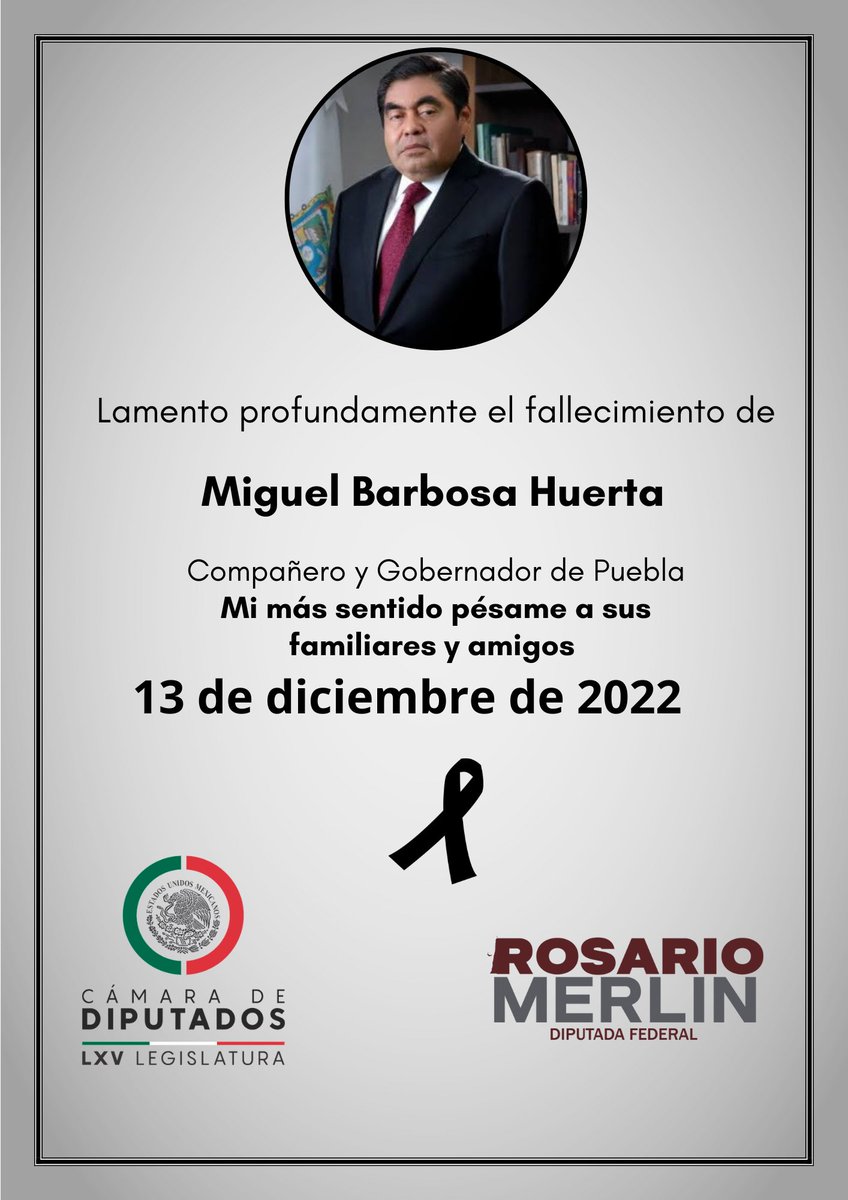 Mis condolencias a la familia de <a href="/MBarbosaMX/">Miguel Barbosa ✞</a>. En paz descanse