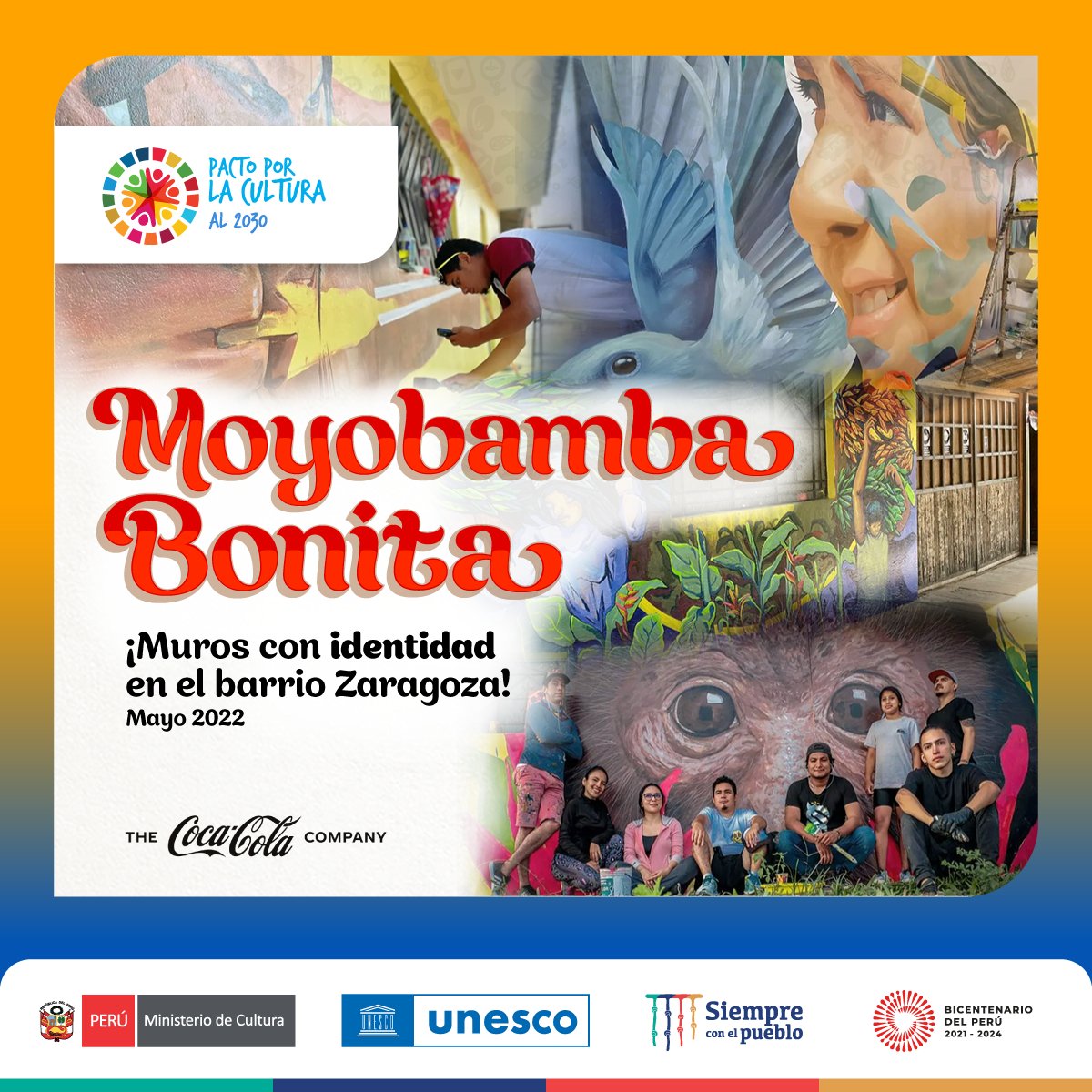 👩🏻‍🎨👨🏻‍🎨 Tras la intervención de artistas locales, el barrio de Zaragoza se integrará al circuito cultural de Moyobamba. El proyecto fue posible gracias a @CocaColaCo, @UnescoPeru y el Ministerio de Cultura, como parte del #PactoPorLaCultura2030. Conoce más: pactoporlacultura.org