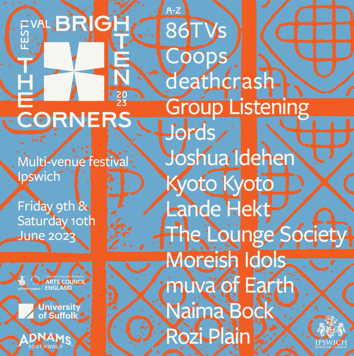 We're playing Brighten The Corners Festival 2023. @BTCipswich