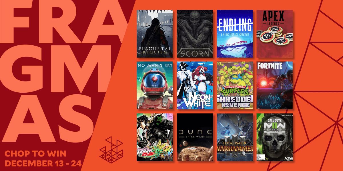 Salad_Chefs's tweet photo. The Holiday Season is in full swing, and you know what that means. Itβs #FRAGMAS Time! Thatβs right, Fragmas is back, and itβs better than ever, and weβve picked 12 amazing titles to give away this year!
Find out how you can win here: https://t.co/RyB9sLMHEk https://t.co/oK5WOVqd0R