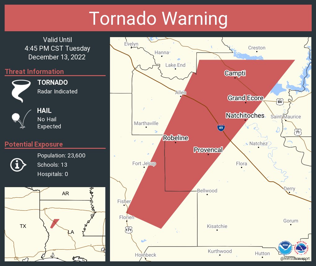 NWS Tornado on Twitter "Tornado Warning including Natchitoches LA