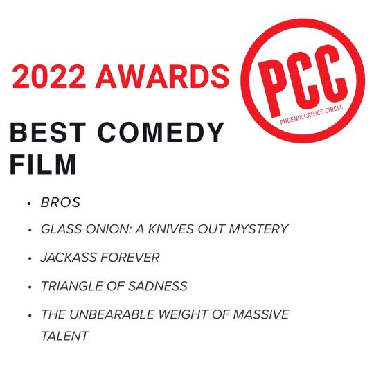 “Thank you Phoenix Film Critics!” isn’t just what I yell out during sex - it also applies to this nomination for Best Comedy! ❤️