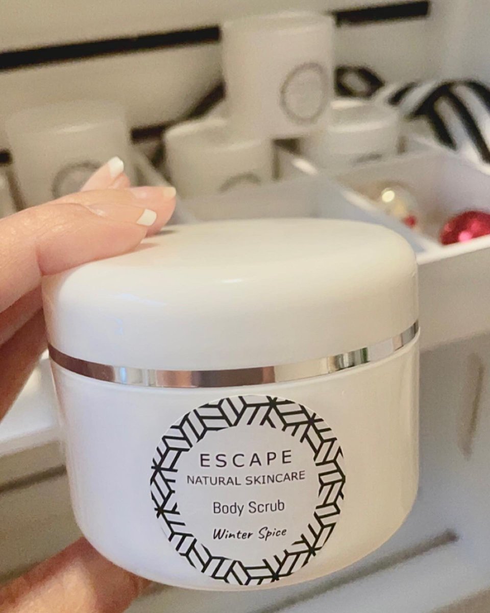 EscapeNatural's tweet photo. The Winter Spice Body Scrub has a new look. What do you think?

It’s back in stock at Cut’n Style Salon and guess what my Skin Lovers? We have a box for the 8 oz jar now. https://t.co/DtSO2YCj9R