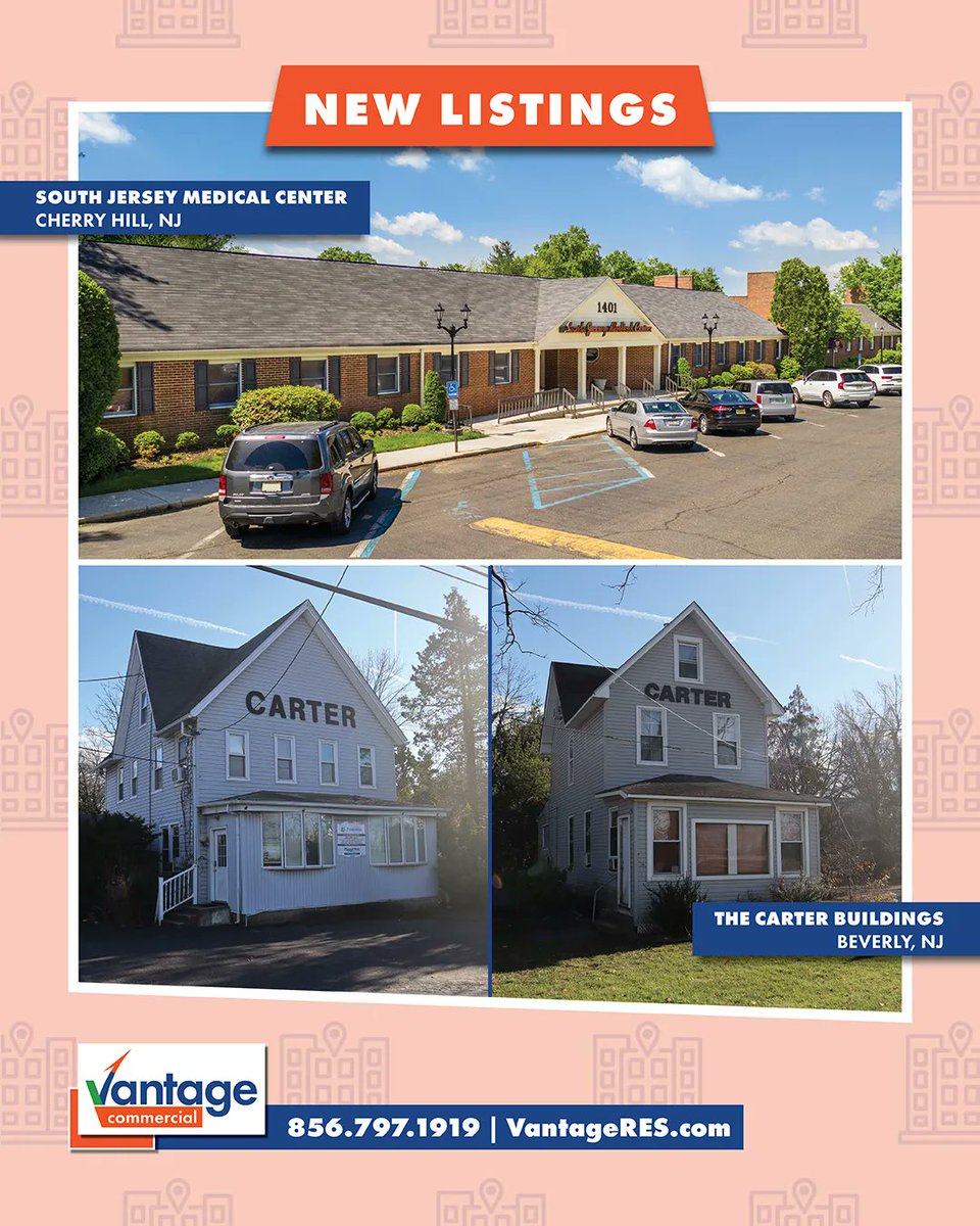 Vantage_CRE's tweet photo. New Listings!
Spaces available for lease at South Jersey Medical Center in Cherry Hill and The Carter Buildings for Sale in Beverly!
Check out our website for ALL new listings!
#NJRealEstate #CommercialRealEstate #officelease #buildingsale #camdencounty #burlingtoncounty https://t.co/6zyo1oTcQJ
