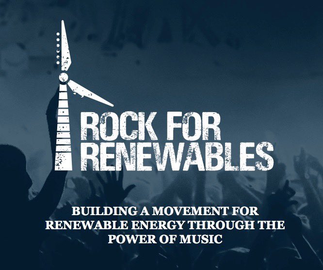 RockRenewables's tweet photo. Rock for Renewables is online! Join us as we build a movementย for renewableย energy through the power of the music community. We have been promoting renewable solutions with the help of musicians and fans. Learn more and join us at https://t.co/yVIEAWHemX. #TheFutureisRenewable https://t.co/jmKAwuZvXs