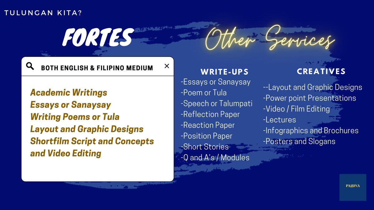 PAHINACOMMS's tweet photo. ✨COMMISSION✨

Welcome to PAHINA! 

Hi! Hello! Mabuhay! I am Kuya Jhay, and I am a schoolwork commissioner. I can be your Kuya, Friend, and School Work Buddy!

Whenever you feel overwhelmed and need help,  do not hesitate to DM me, and inquire!💙💛🤍 https://t.co/gj0fzLQlBQ