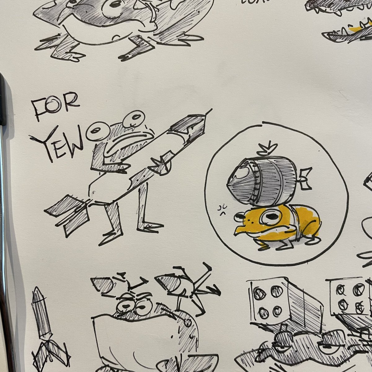 creativemechncs's tweet photo. Church sketches from Sunday.
.
Yuletide gators and βmissle toadββs.
.
.
#sketch #ink #sketchbook #sketchbookart #sketching #doodle #yuletide #croc #gator #missiletoad #toad #frog #animalart #sketchtastic #doodler #edensandersart #creativemechanics https://t.co/fOXceyjiyT