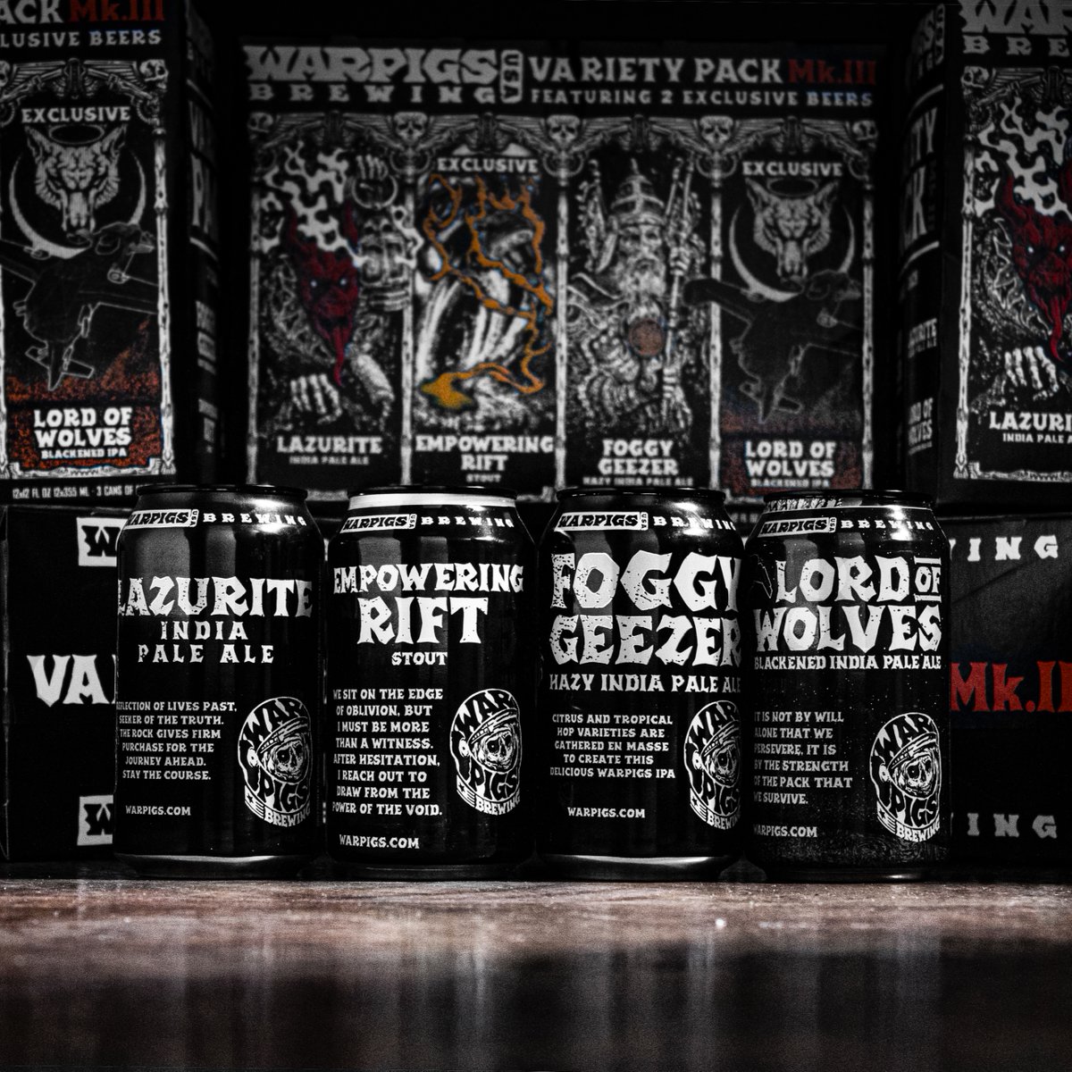 WarPigsBrewing's tweet photo. Have you experienced Mk. III yet? 

The third in our variety pack series, this latest iteration packs a dark, hop-ful punch.

. . .And don't forget to grab some black wrapping paper, because we think it'd make a pretty epic gift. Find it near you: https://t.co/cLalakS3bj https://t.co/FAy3Gp2YTo
