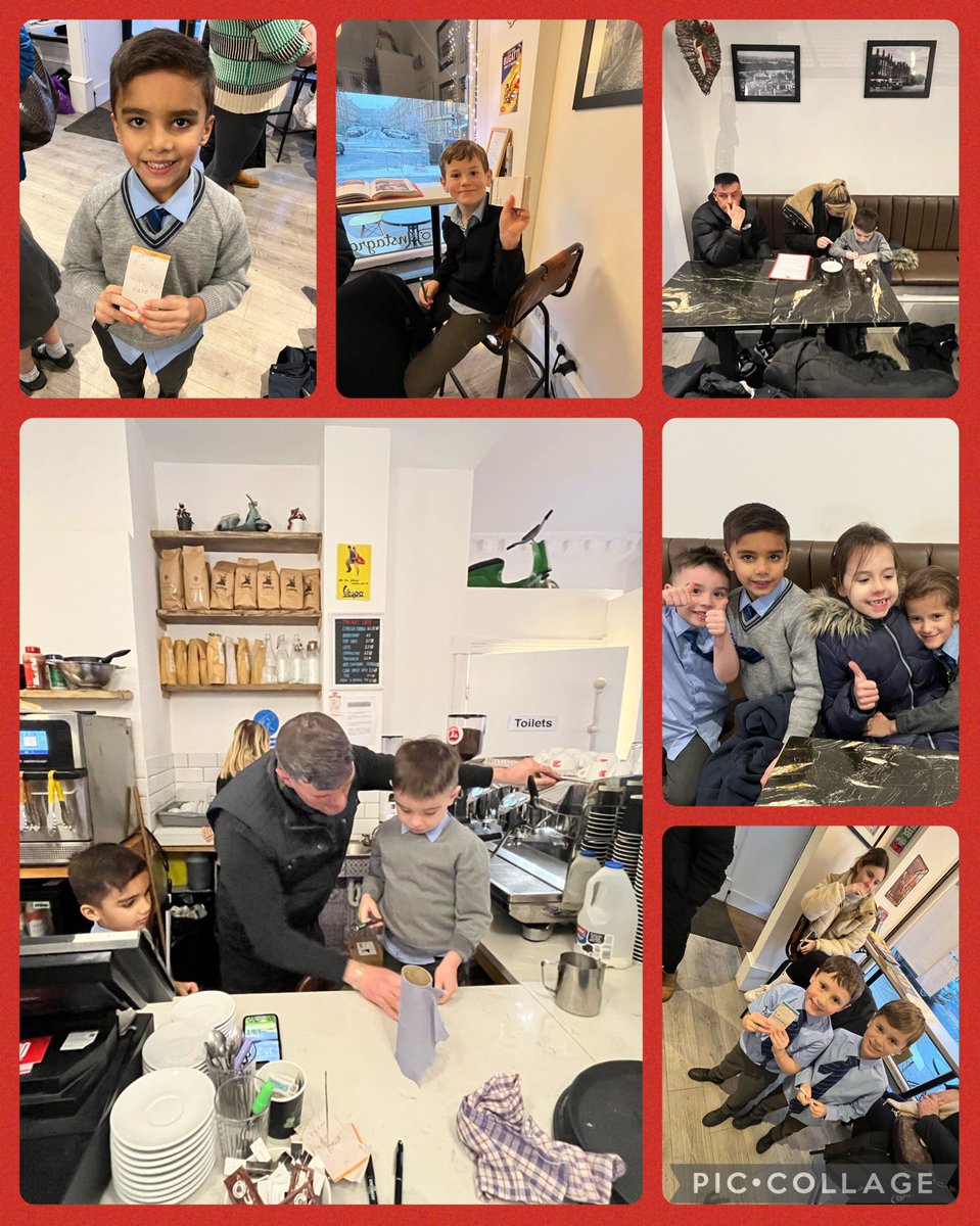 StJosephsERC's tweet photo. What a fantastic end to our P1-3 Cooking Club! ☕️🥐 We visited @cibo_glasgow with some of our families and had a fantastic time learning to make coffees and serve customers! Thank you so much to Michael for welcoming the St Joseph’s family! #skillsforlife https://t.co/5IX3Hiwrf1