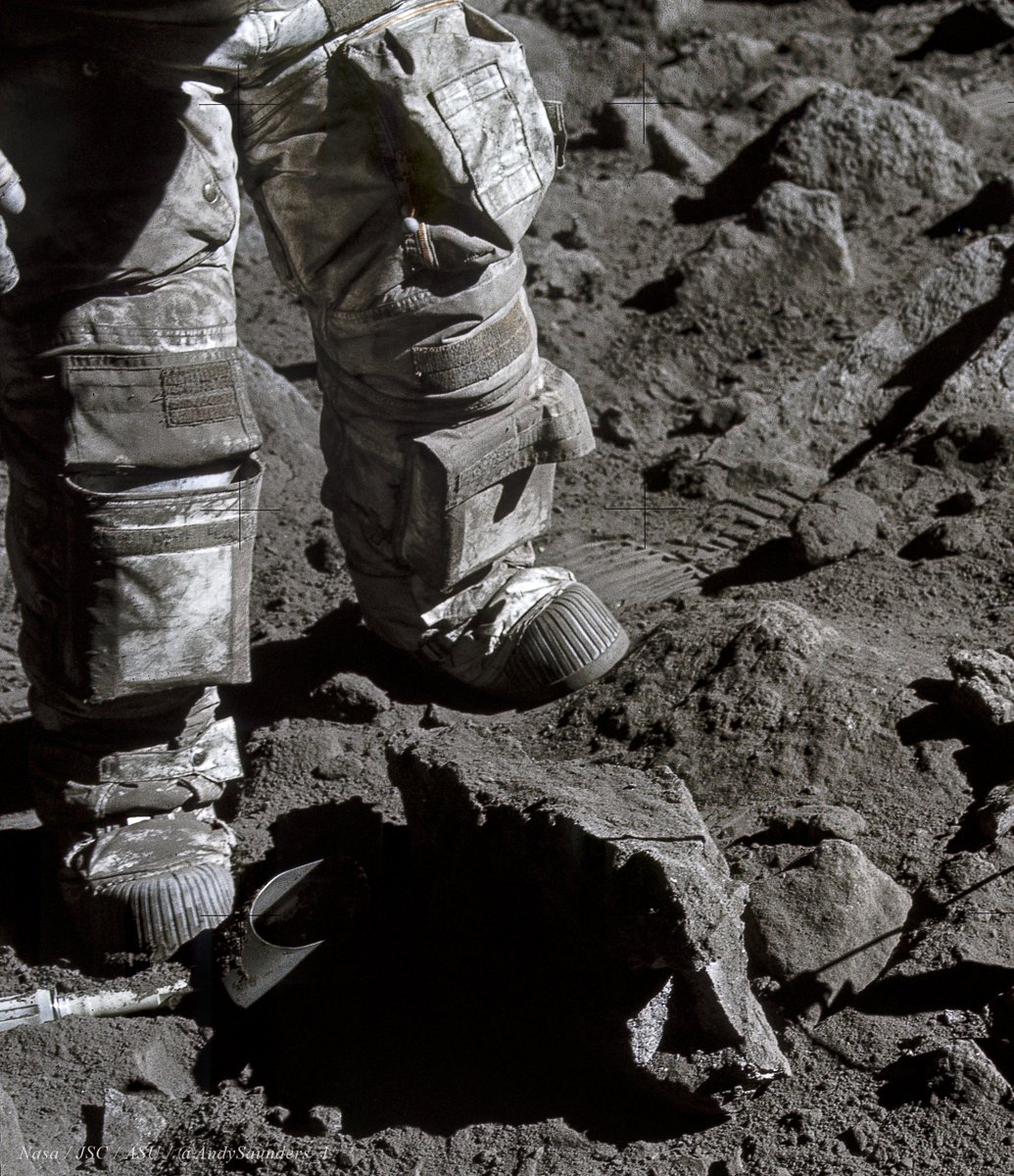 The #photography on Apollo 17 was insanely good. This shot, of some of our last steps on the Moon, was taken 50 years ago today. Digitally remastered here, you could almost reach out and pick up a rock. #OTD #ApolloRemastered