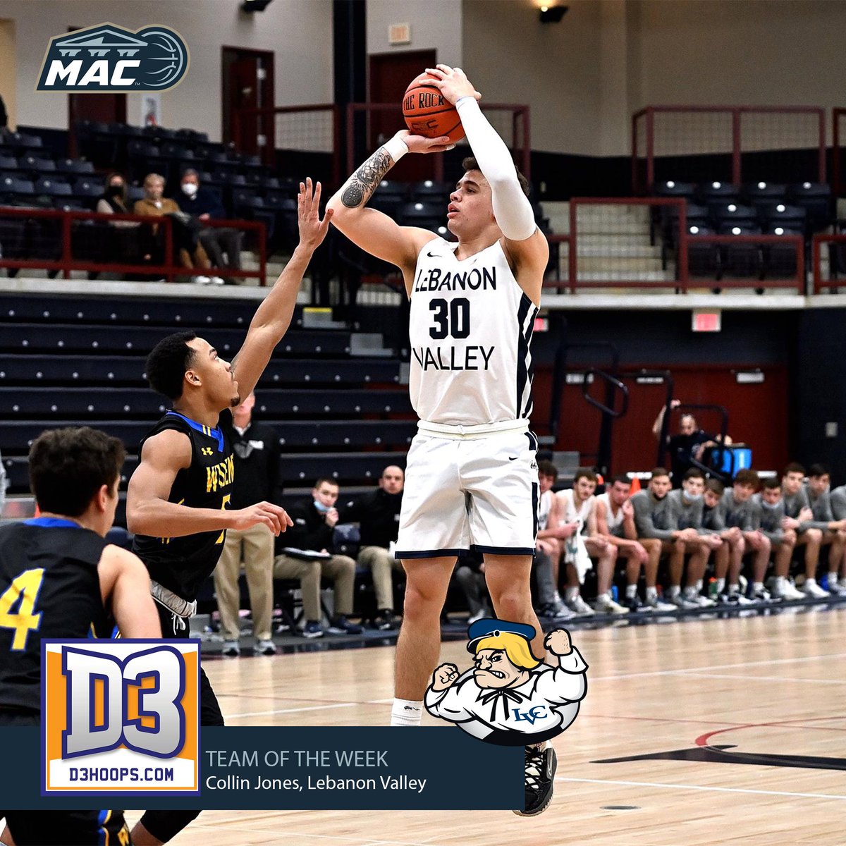 MBB: <a href="/LVCathletics/">LVC Athletics</a> Collin Jones named to D3hoops.com Team of the Week! #MAChoops #d3hoops #NCAAD3 #BringYourBest

📄: bit.ly/3VT8qtW