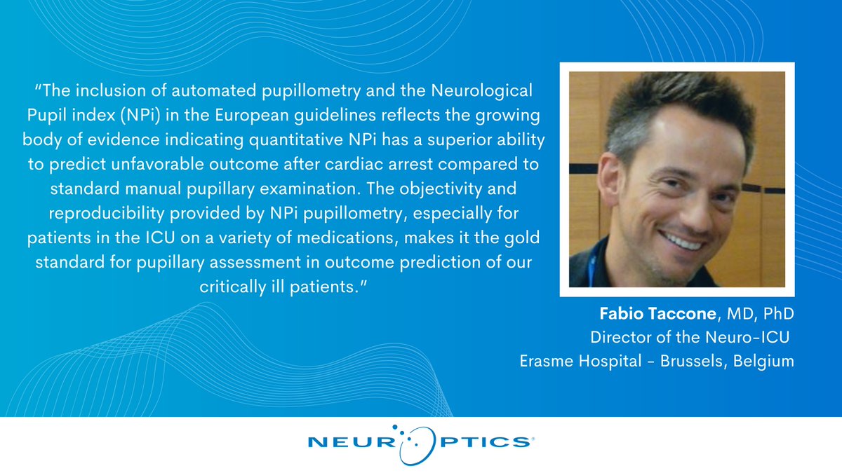 NeurOpticsInc's tweet photo. #NEWS: Read more about the inclusion of NeurOptics’ NPi and Pupillometry in the latest European Guidelines for Post-Resuscitation Care: https://t.co/Zl5m5LLS5Z
More #NeurOptics News Here: https://t.co/YUJM1Hhkcz
@BusinessWire https://t.co/opZpPPPRco