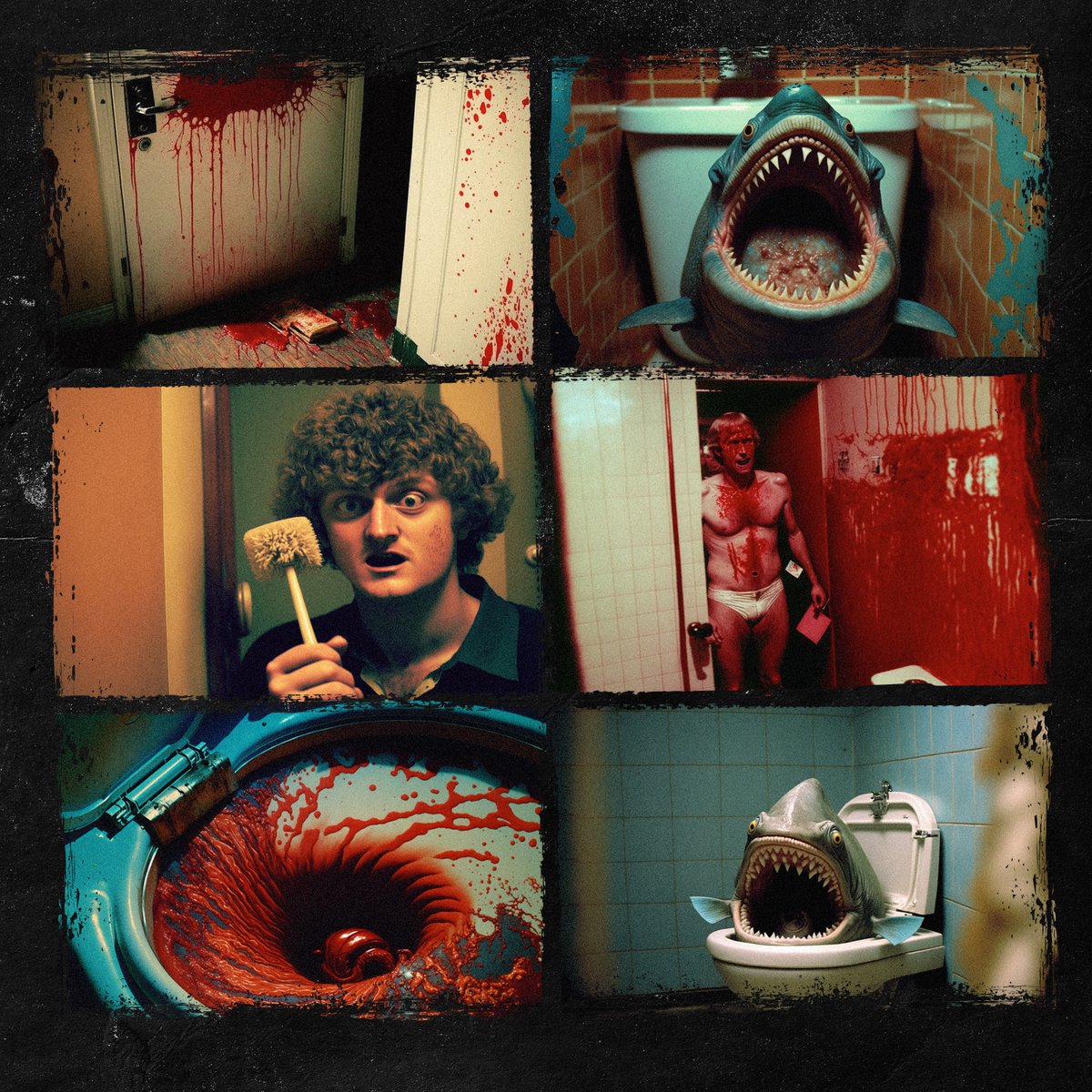 willhowe's tweet photo. .. continued. Prompts included “1975” “low budget” and ”horror”, and using “JAWS” as a reference kept the piranhas styling somewhat consitent too. Curated by me, made with AI. #madewithai #midjourney #midjourneyart #midjourneyai #midjourneyartwork #aiartwork #aiartists https://t.co/kWyylnrw5r