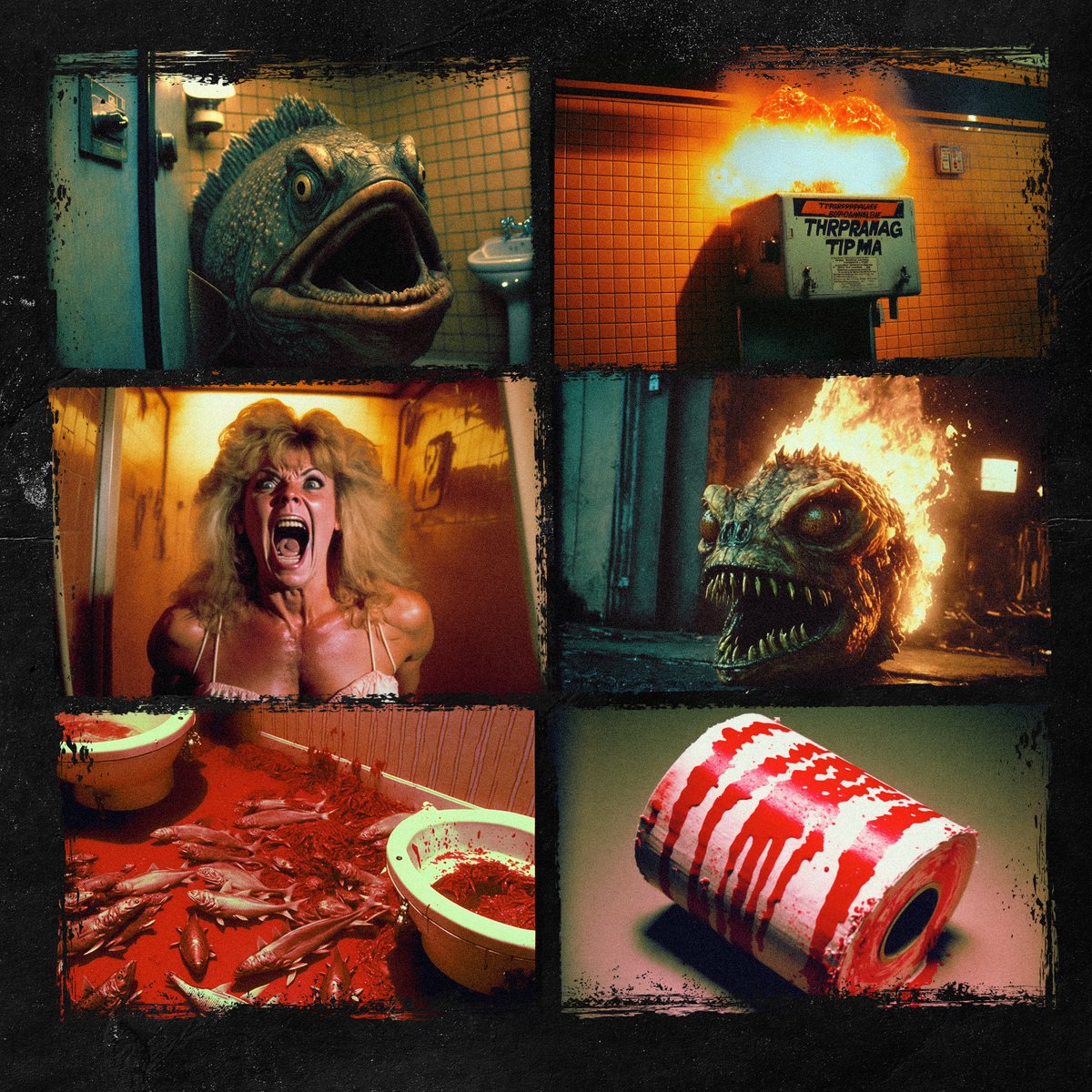 willhowe's tweet photo. .. continued. Prompts included “1975” “low budget” and ”horror”, and using “JAWS” as a reference kept the piranhas styling somewhat consitent too. Curated by me, made with AI. #madewithai #midjourney #midjourneyart #midjourneyai #midjourneyartwork #aiartwork #aiartists https://t.co/kWyylnrw5r
