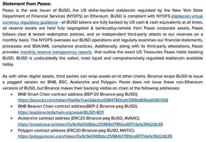 Paxos's tweet photo. 1/ Paxos is the sole issuer of #BUSD, the US dollar-backed stablecoin regulated by the New York State Department of Financial Services (NYDFS) on Ethereum. https://t.co/8KSo2thOgV