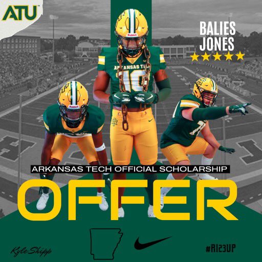 baliesj's tweet photo. Blessed to receive an offer from Arkansas Tech 🟢🟡 https://t.co/wKkD18PXYx