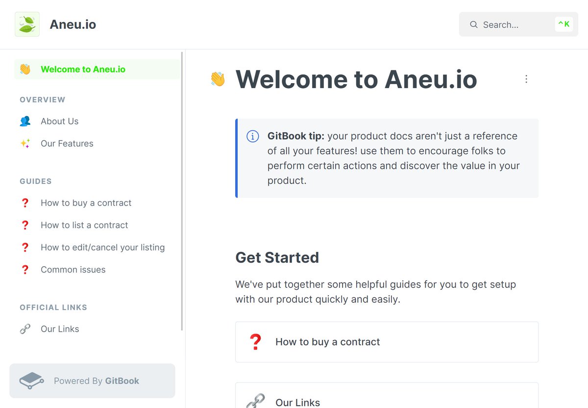 Hello GM Crypto Twitter, anthing you want to learn about Aneu.io you can visit our Docs at docs.aneu.io/aneu/
here you can read how to use Aneu to list/buy/edit your Contracts.