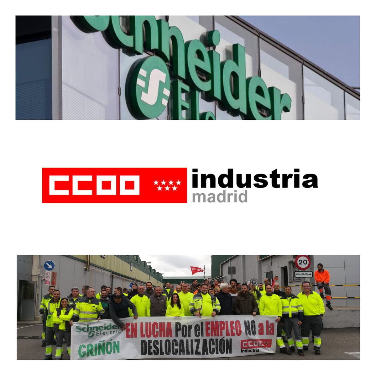 Hoy l@s trabajador@s de @SchneiderES Griñón han votado  que CCOO siga siendo la única organización sindical del Comité de Empresa ¡La lucha sigue! @industriaccooma @La_SER @PodemosCMadrid @CCOOmadridSur @CCOOMadrid  @IU_Madrid @pctemadrid @MasMadrid__ @abrazopartio @villafrancavv