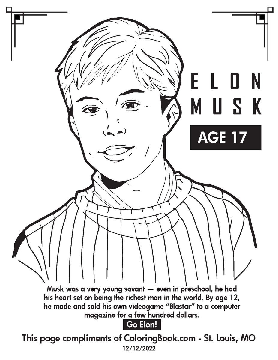 Coloringbookcom's tweet image. A young savant - who said he wanted to be the richest man in the world.
