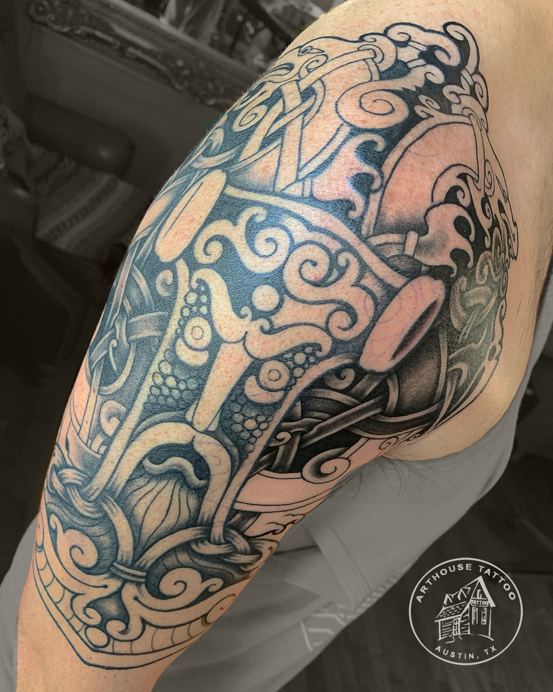 Human Production  Celtic Themed Half Sleeve TattooCoverup of Tribal  Design  Facebook