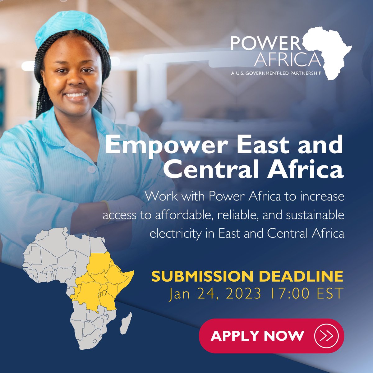 PowerAfricaUS's tweet photo. REQUEST FOR PROPOSAL | Work w/ @PowerAfricaUS to increase #EnergyAccess in #EastAfrica &amp; #CentralAfrica 👉 https://t.co/sjUHRynMsn

❓ Questions deadline: Dec 19, 2022
❗ Submission deadline: Jan 24, 2023

@USAIDEastAfrica @USAID @USAIDAfrica @WorkwithUSAID @AfricaMediaHub https://t.co/zz61uECzTX