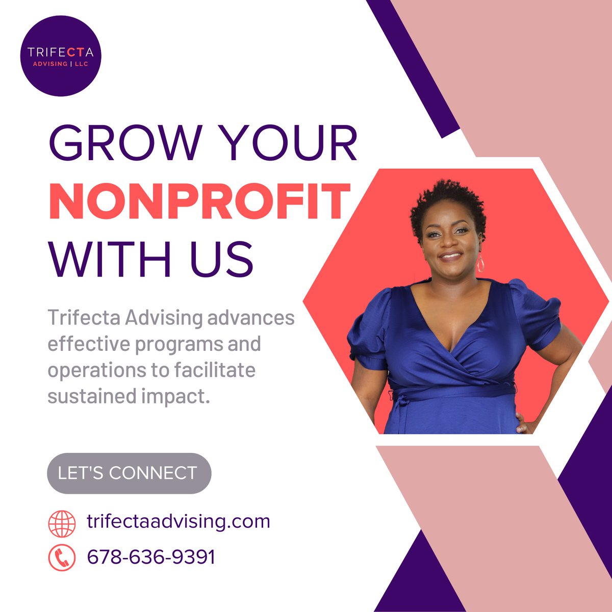 TrifectaAdvise's tweet photo. What we do: Trifecta Advising advances effective programs and operations to facilitate sustained impact.

Allow me to help you grow your nonprofit and upgrade your systems. 

Let’s Connect: https://t.co/LI40TTJQrU

#NonprofitOperations #NonprofitHelp #Nonprofit https://t.co/llvl7zwyCB