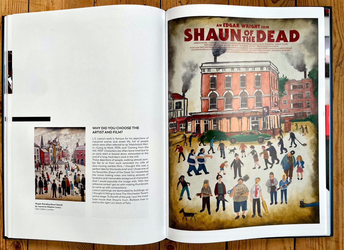 MarkLevyArt's tweet photo. I’m very excited to be able to reveal by piece for @DropMagOfficial ‘Film on Canvas - If Fine Artists made Movie Posters’. I created a poster for Edgar Wright’s classic Shaun of the Dead, if painted by L.S. Lowry. https://t.co/QgjYw1sLoN