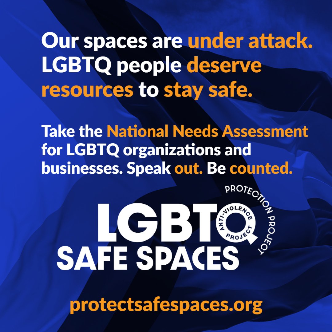 antiviolence's tweet photo. AVP is leading the LGBTQ Safe Spaces Protection Project, a nationwide effort to demand resources to ensure the safety of our communities. If you are an organization by or for LGBTQ people, we want to hear from you. Learn more &amp; register for the survey ➡️ https://t.co/MrlxxL87xE https://t.co/hWWrC3nDN2