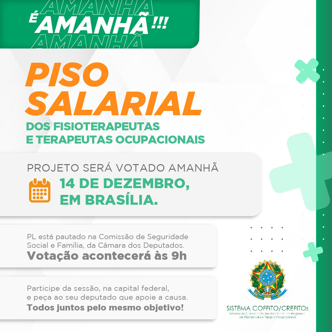 Coffito's tweet photo. Amanhã tem votação na Câmara do PL do Piso Salarial dos Fisioterapeutas e Terapeutas Ocupacionais. Sua importância é fundamental para aprovação desse projeto! Compareça! 
#coffito #fisioterapia # terapiaocupacional #pisosalarial https://t.co/18dUtYV4s3