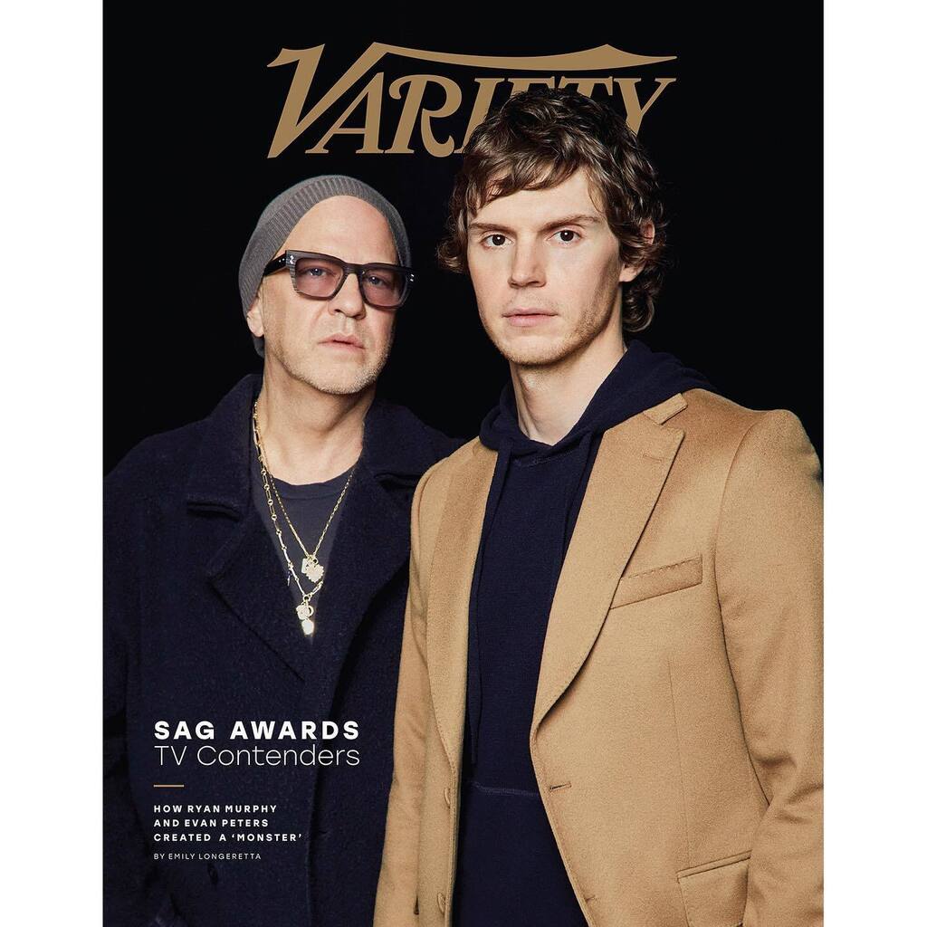 rmaltz's tweet photo. Photog @dandoperalski photographed #evanpeters and @ryanmurphyproductions for @variety awards extra editions #2 for their work on #dahmer - happy to say neither one of them was a monster -  Peter's Styling @wendiandnicole - Visual Dir @jenniferdorn - cov… https://t.co/ZtGNqrsGGU https://t.co/WnL81ZU6Ay