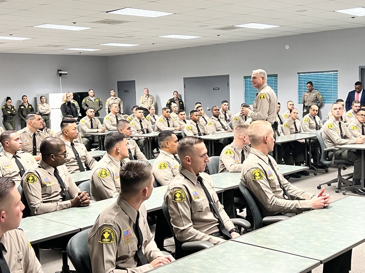 sbcountysheriff's tweet photo. .@SheriffDicus welcomes Class 228 to the #SBCSD Team! These 66 deputy sheriff trainees will graduate this Thursday. Great job everyone! 👏 https://t.co/61g07BjZUy