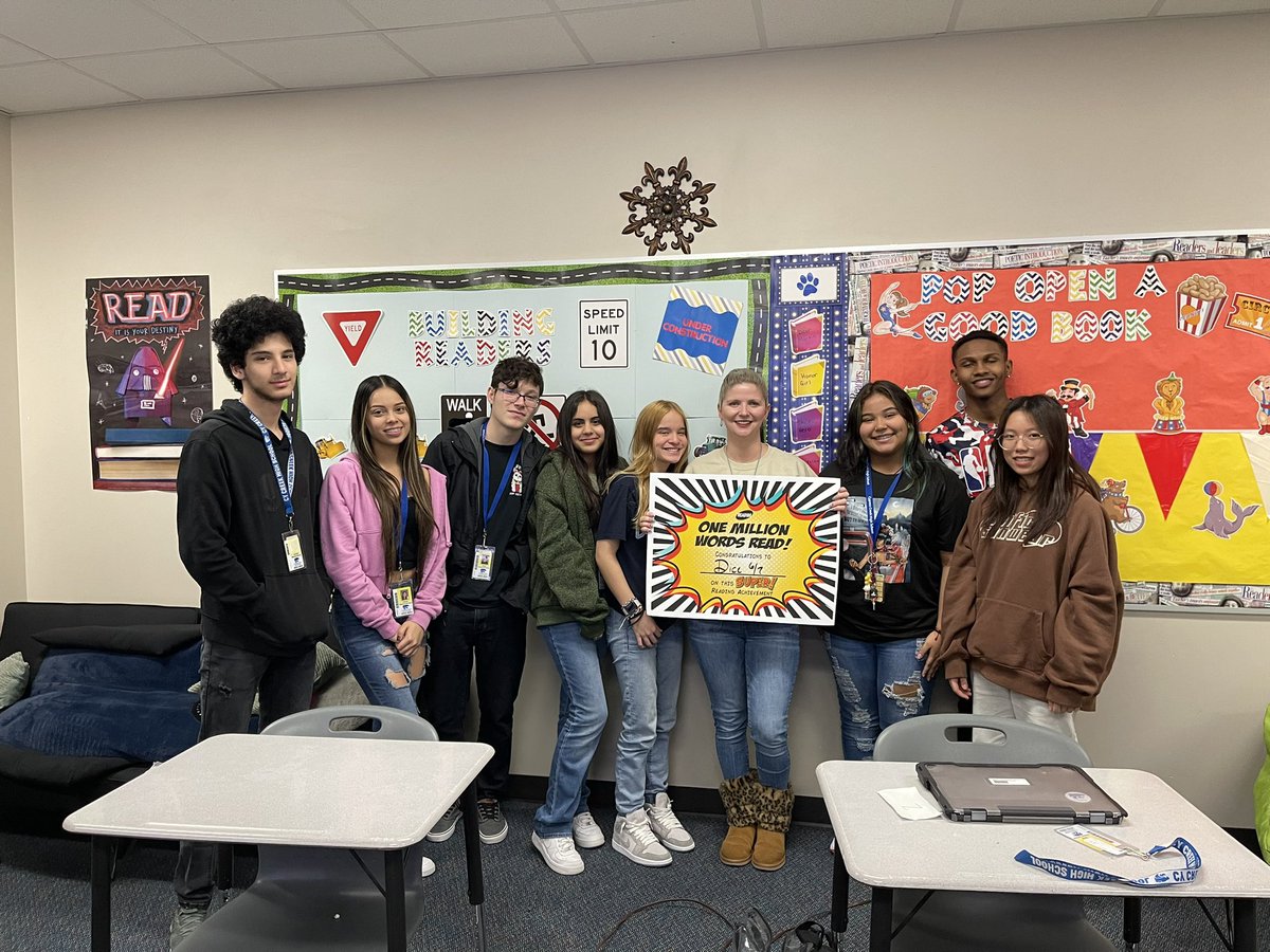 Kudos to @cycreekhs Jenee Dice and her 1/2 and 6/7 #read180 classes on reading ONE MILLION WORDS!!! What an amazing achievement!  Well done y’all!! @CMohning @cfisdcia @HMHCo @firstnoellem @CyFairISD