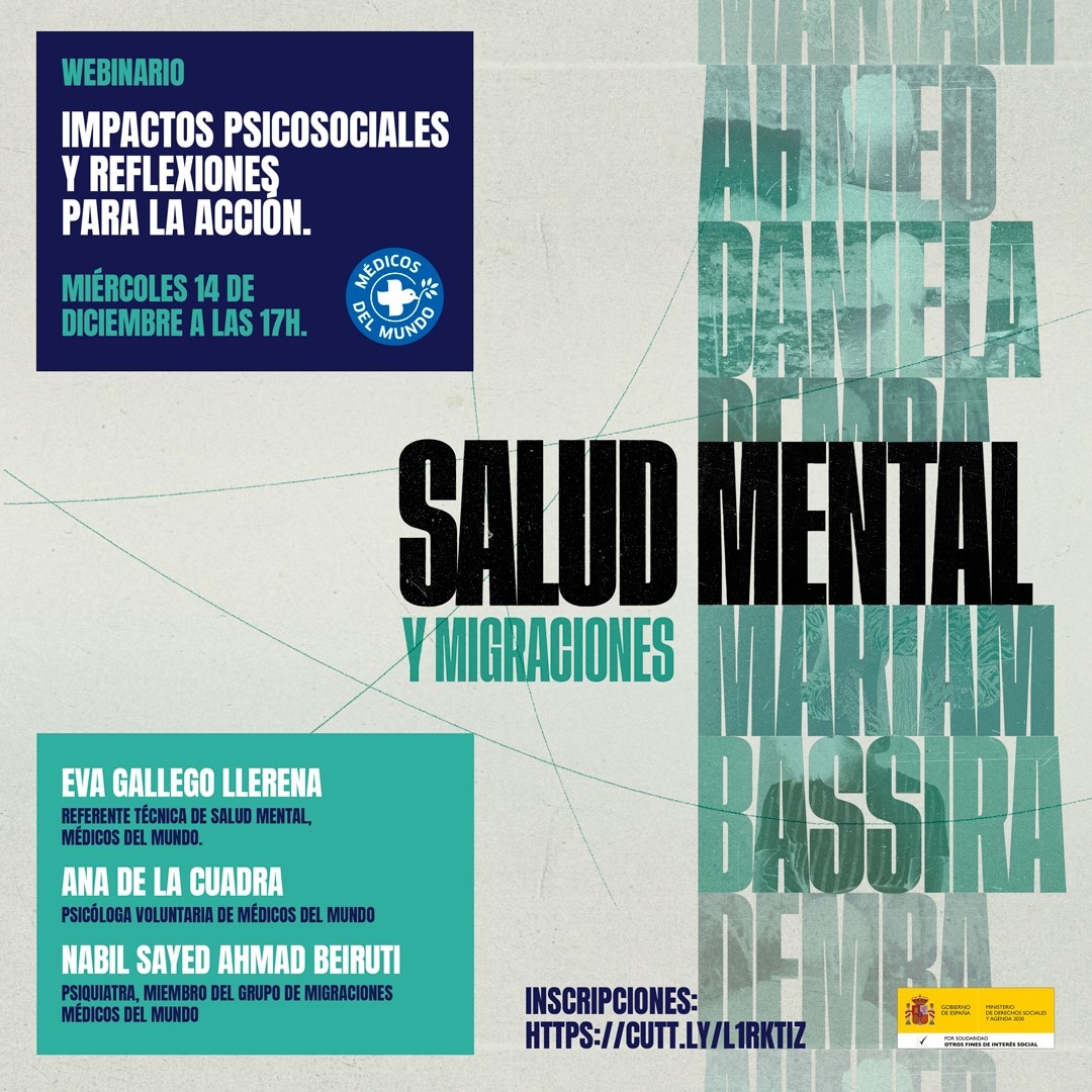 👁 Mércores 14 de decembro as 17 horas <a href="/MedicosdelMundo/">Médicos del Mundo</a> presenta o webinar: SAÚDE MENTAL E MIGRACIÓNS.