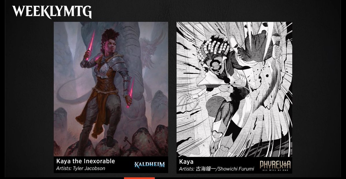 LegitMTG's tweet photo. These are borderless manga styles, showing what compleation might be like https://t.co/X3fBnm9gN6