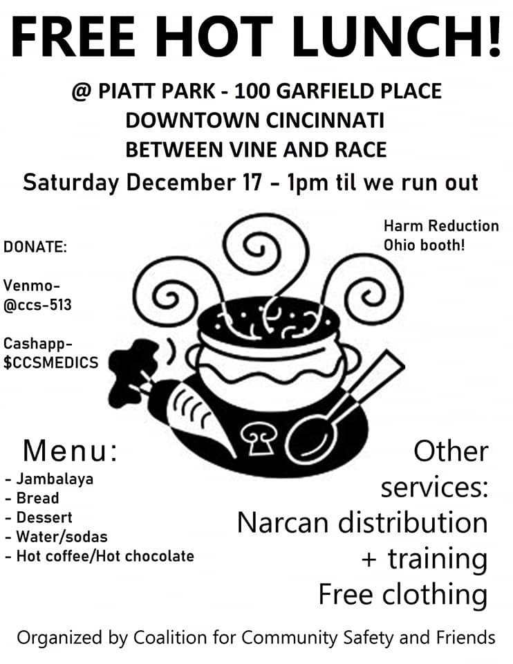 BPI_Cincy's tweet photo. Hot lunch this Saturday at 1pm! Come over and have some delicious food from @cincyccs 

#hotluch #BPI #BLM #nonprofit https://t.co/XvtU9UIcs0