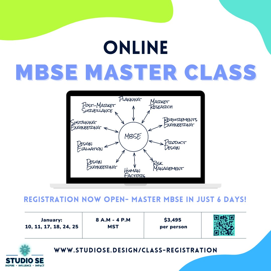 StudioSE_Ltd's tweet photo. Public Course Registration Now Open! 🧑🏻‍💻 💡 ✅
🔗 https://t.co/4PgeFMjvJ1
#SystemsEngineering #MBSE #training #coaching #DassaultSystèmes #education #partner #CameoSystemsModeler #VirtualTwin  #SystemsThinking #DigitalEngineering #medicaldevices #aerospace #airforce #INCOSE #AIAA https://t.co/DYgU4iTytT