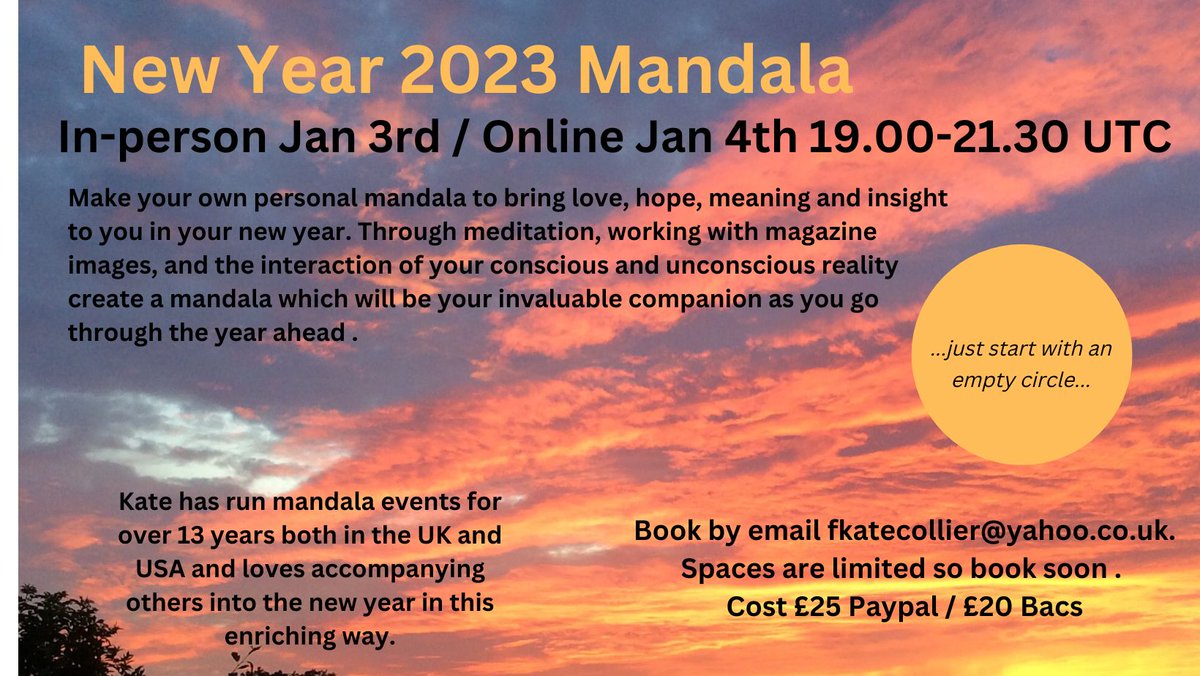 fkatecollier's tweet photo. New Year 2023 Mandala Evenings - https://t.co/Cqa1PEWUZl https://t.co/BFtjgXLU6U