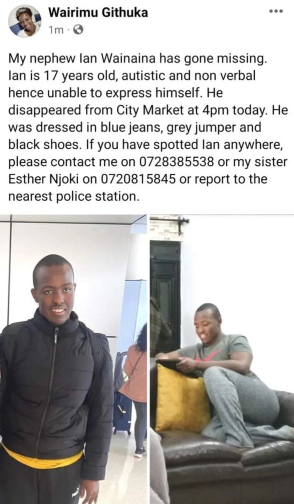 Kindly RT to help reunite this young man with his family <a href="/MissingKenyans/">Kenya MissingPersons</a> <a href="/missingchild_ke/">Missing Child Kenya Foundation</a>

Praying he is found safe. 🙏