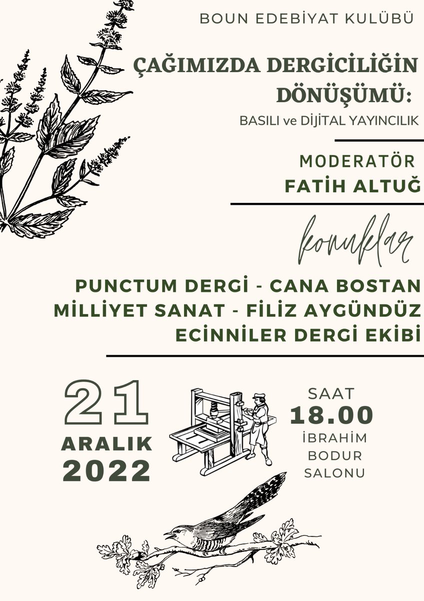 pan_dergi's tweet photo. Boğaziçi Üniversitesi Edebiyat Kulübü olarak yeni bir etkinlikle karşınızdayız! Okulumuz Türk Dili ve Edebiyatı Bölümü hocalarından Fatih Altuğ'un (@fatialtug) moderatörlüğünde gerçekleşecek Çağımızda Dergiciliğin Dönüşümü: Basılı ve Dijital Yayıncılık başlıklı panelimizde https://t.co/bNuVH6JG3H