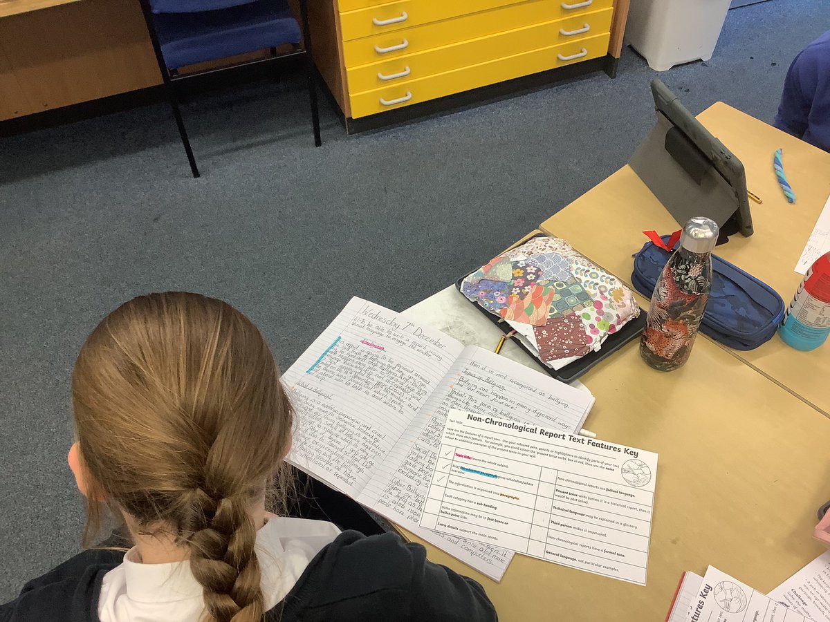DeanburnPS_P3's tweet photo. Self-assessing our writing against the features of a non chronological report, highlighting these targets within our own work so we can identify our strengths and next steps, linked to our success criteria! #selfassessment #writing #twostarsandawish #literacy #targets https://t.co/TumoHajqoP