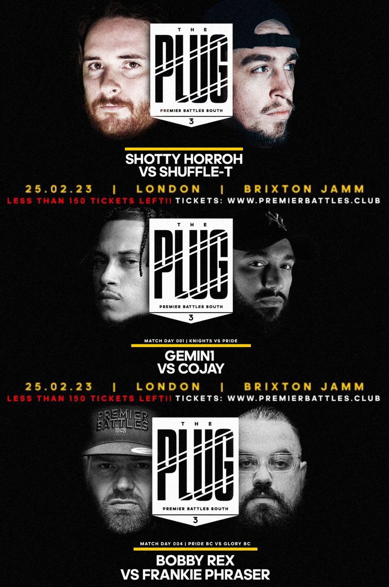 AllThingsBatRap's tweet photo. #ThePlug3 is looking CRAZY 🎥🔥 @PremierBattle
FEBRUARY 25 • LONDON 🇬🇧
• SHOTTY HORROH vs SHUFFLE-T
• GEMIN1 vs COJAY
• FRANKIE PHRASER vs BOBBY REX
Tickets available now 🎟🔌 • https://t.co/oRfhXthmj8 https://t.co/ub8hc7blWX